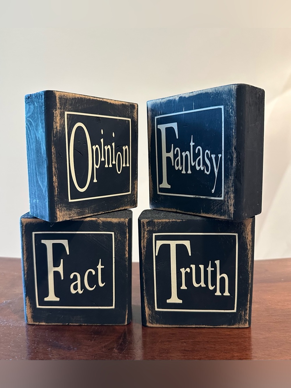 Vintage Wooden block decor • Message blocks • shelf decor or game ideas